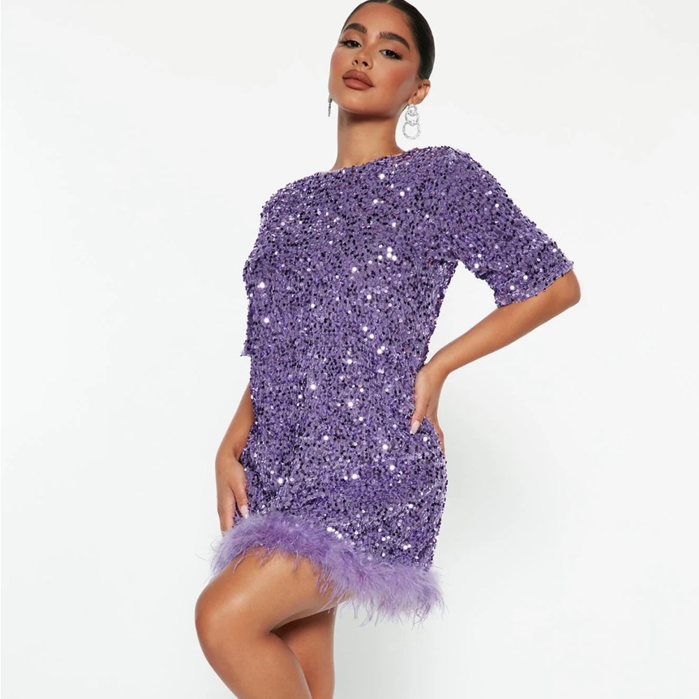 Purple Sequin Tshirt Dress - Eras Tour Outfit